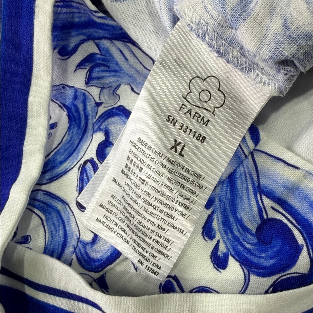 FARM Rio Blue and White Floral Stripe Belted Romper - Picture 8 of 14